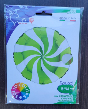 Balon Folie Rotund Acadea Alb-Verde Lime 46cm, G01826WHLGR [4]