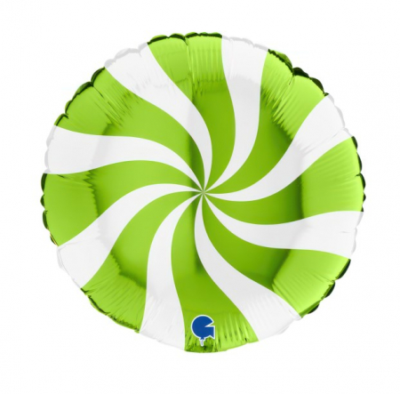 Baloane cu heliu - Balon Folie Rotund Acadea Alb-Verde Lime 46cm, G01826WHLGR