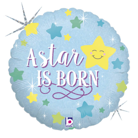 Balon folie rotund albastru A star is born boy 46 cm [0]