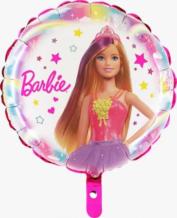 Balon folie rotund Barbie curcubeu 2 fete 43 cm [1]