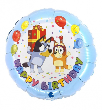 Bluey - Balon folie rotund Bluey and Bingo Happy Birthday 46 cm