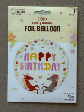 Balon folie rotund cai Happy birthday 45 cm [3]