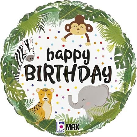 Balon folie rotund Happy Birthday animale jungla 46 cm [0]