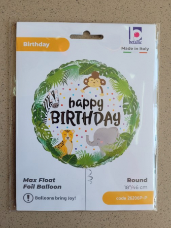 Balon folie rotund Happy Birthday animale jungla 46 cm [2]