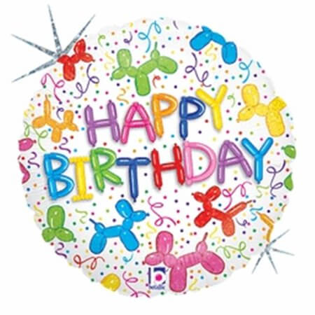 Baloane cu heliu - Balon folie rotund Happy Birthday catei baloane 46 cm