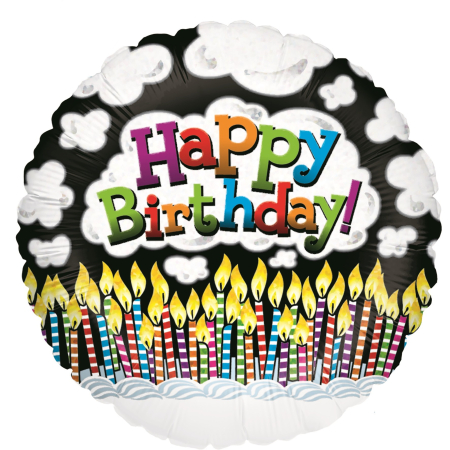 Baloane folie - Balon folie rotund Happy Birthday lumanari 45 cm