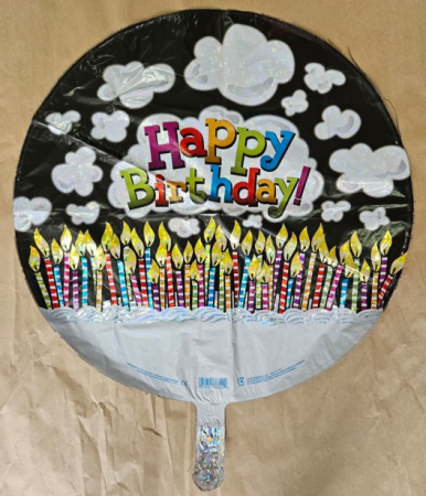 Balon folie rotund Happy Birthday lumanari 45 cm [2]