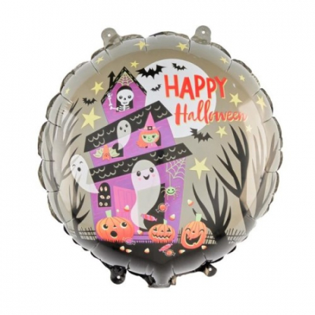 Baloane cu heliu din folie - Balon folie rotund Happy Halloween 45 cm