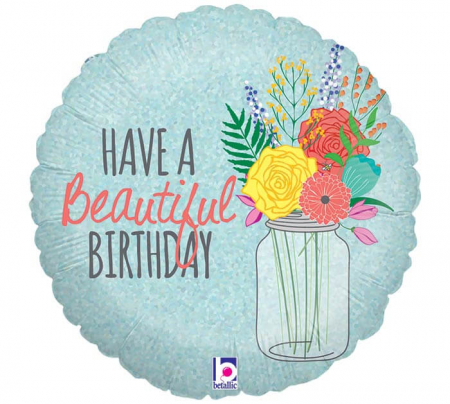 Baloane cu heliu - Balon folie rotund Have a Beautiful Birthday 46 cm