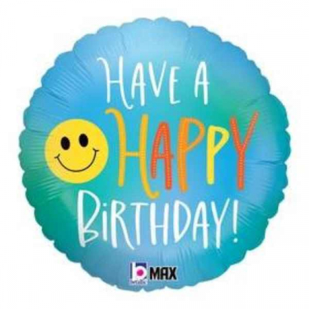 Baloane folie pentru petreceri tematice - Balon folie rotund Have a Happy Birthday smile 46 cm