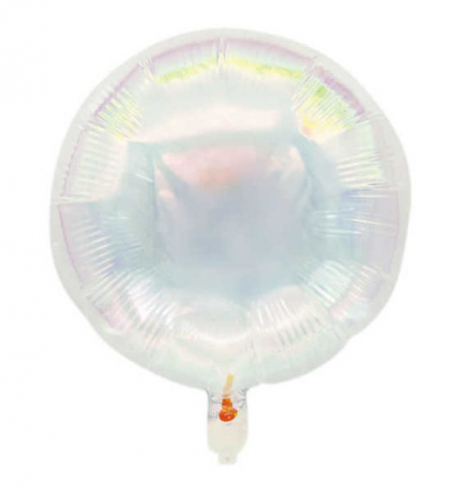 Baloane folie stelute & inimioare - Balon folie rotund holograma alba 45 cm