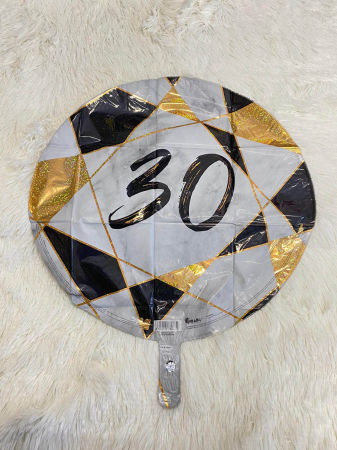 Balon folie rotund imprimat 30 ani negru 46 cm [1]