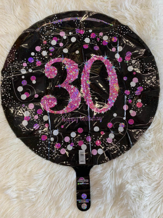 Balon folie rotund imprimat 30 roz si negru 43 cm [1]