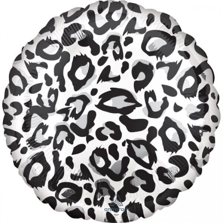 Zoo - Decoratiuni pentru petrecere tematica - Balon Folie Print Leopard Alb, Multicolor, 43 cm