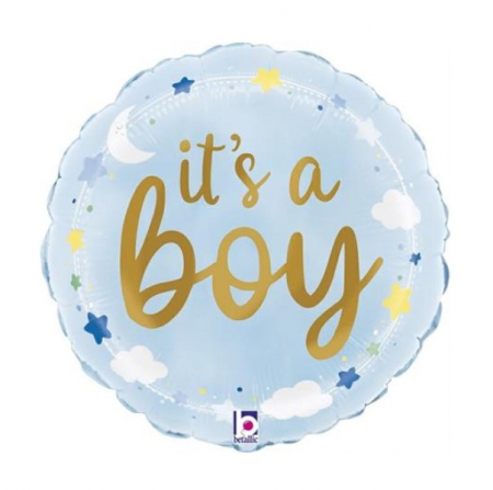 Botez baiat - Baloane latex & folie - Balon folie rotund mini figurina It's a boy 23 cm