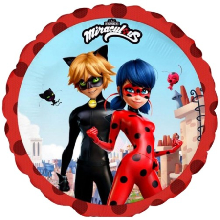 Buburuza si Motan Noir - Baloane tematice - Balon folie rotund Miraculous / Buburuza 43 cm