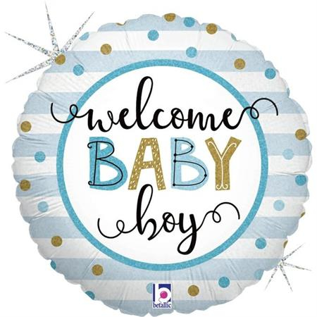 Balon folie rotund Welcome Baby Boy 46 cm [0]
