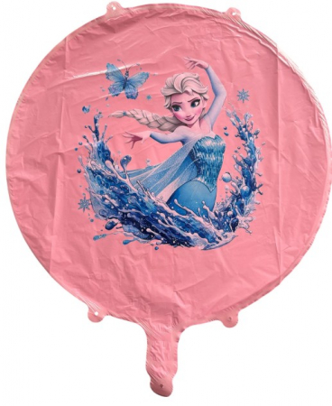 Petreceri tematice - Decoratiuni & accesorii - Balon folie roz rotund personalizabil Elsa 45 cm