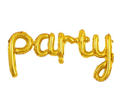 Baloane cu heliu - Balon folie scris Party auriu 60 x 90 cm