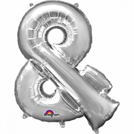 Baloane folie 66 cm - Balon folie semnul & (and) argintiu 40cm