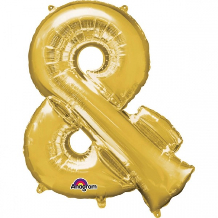 Baloane folie 66 cm - Balon folie semnul "&" (and) auriu 40cm