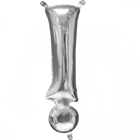 Baloane folie 66 cm - Balon folie semnul exclamarii "!" argintiu / silver 35 cm