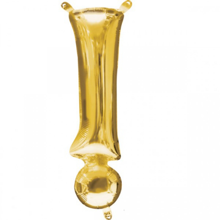 Baloane folie 66 cm - Balon folie semnul exclamarii "!" auriu / gold 35 cm