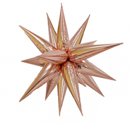 Botez baiat - Baloane latex & folie - Balon folie stea 3D rose gold 45 cm