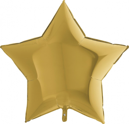 Baloane folie stelute & inimioare - Balon folie stea aurie 91 cm