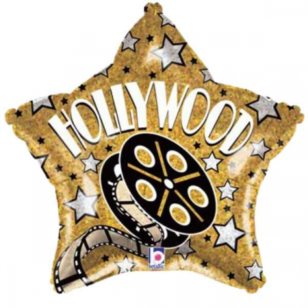 Baloane folie pentru petreceri tematice - Balon folie stea Hollywood holograma 48 cm