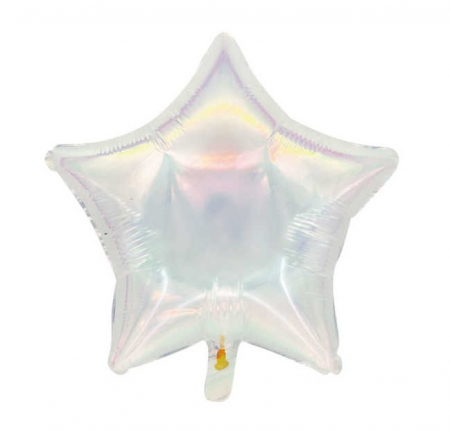 Baloane folie stelute & inimioare - Balon folie stea holograma alba 45 cm