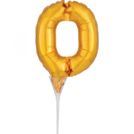 Articole pentru petrecere - Balon folie tort cifra 0 auriu 15 cm