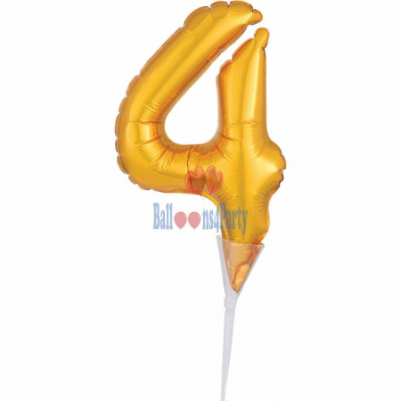 Black Friday - Balon folie tort cifra 4 auriu 15 cm