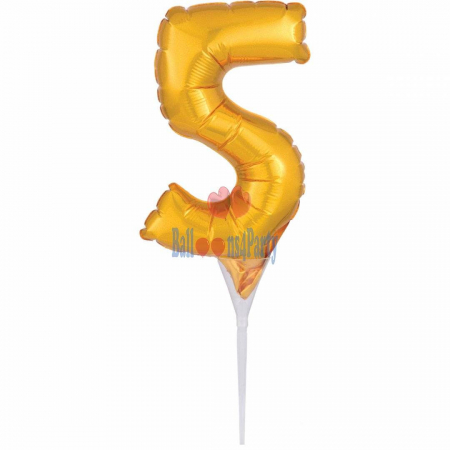 Black Friday - Balon folie tort cifra 5 auriu 15 cm