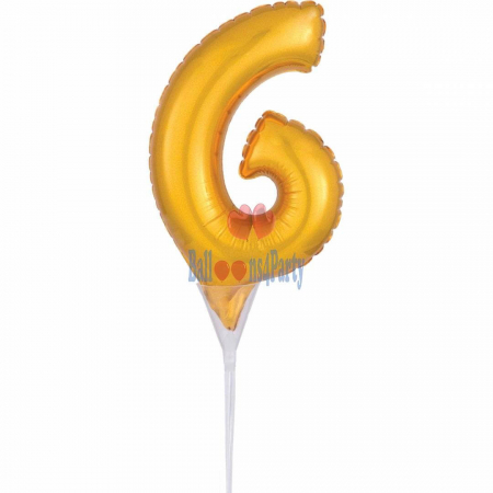 Promotii - Balon folie tort cifra 6 auriu 15 cm