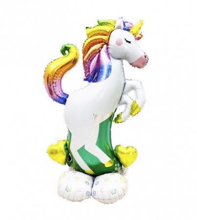 Baloane cifre stand up 64 cm - Balon folie unicorn multicolor stand 3D 70 x 110 cm