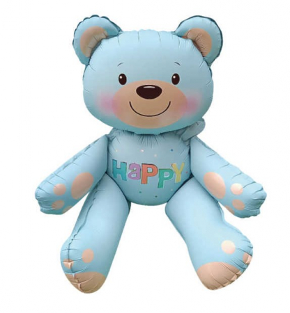 Baloane cifre stand up 64 cm - Balon folie ursulet 3D albastru 70 cm