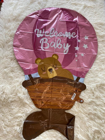 Balon folie Welcome Baby roz stand up 97 cm [4]