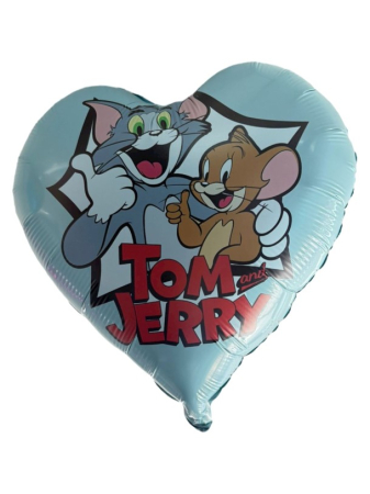 Baloane folie - Balon inima albastra personalizabil Tom si Jerry 45 cm