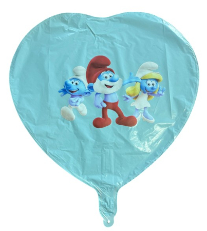 Balon inima albastru personalizabil Strumfi 45 cm [2]