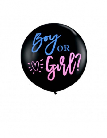 Balon jumbo dezvaluirea sexului copilului negru cu confetti roz si albastru Boy or Girl 90 cm [0]