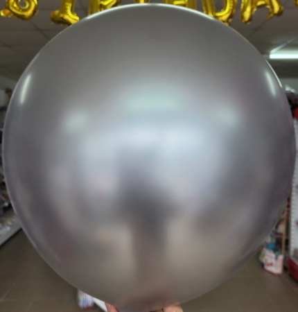 Balon latex jumbo argintiu chrome 61 cm [3]