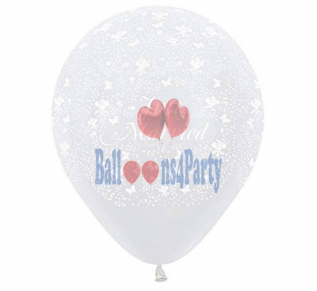 Promotii - Balon latex jumbo imprimat Just Married alb 45cm