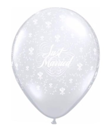 Black Friday - Balon latex jumbo imprimat Just Married alb 45cm