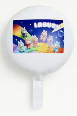 Baloane folie - Balon rotund alb personalizabil Labubu 24 cm