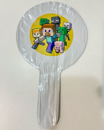 Balon rotund alb personalizabil Minecraft tort 12 cm [3]