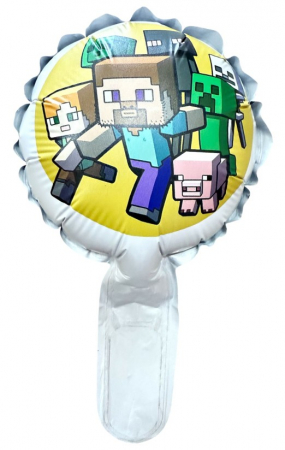 Toppere & Decoratiuni Tort - Balon rotund alb personalizabil Minecraft tort 12 cm
