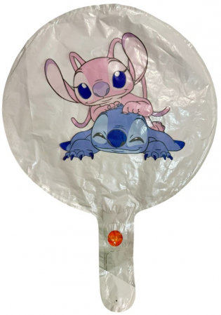 Decoratiune petreceri copii Stitch - Balon rotund alb personalizabil Stitch 24 cm