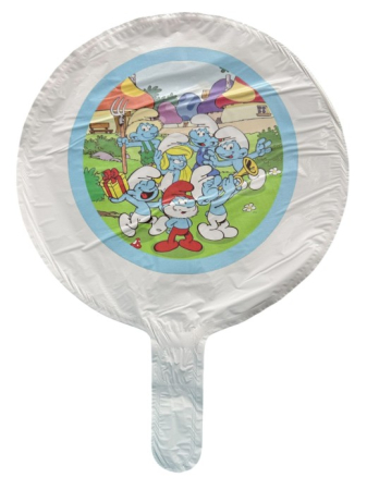 Balon rotund alb personalizabil Strumfi 24 cm [2]