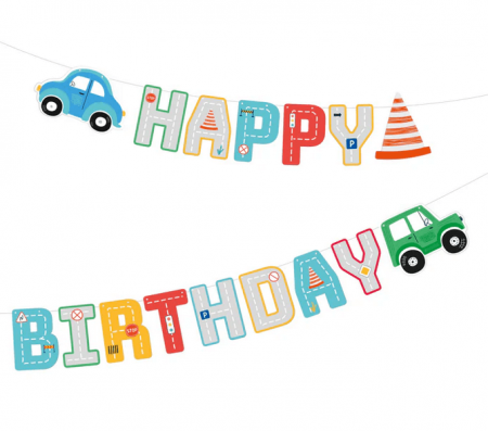 Ghirlande decorative - Banner carton Happy Birthday masini 17 x 250 cm
